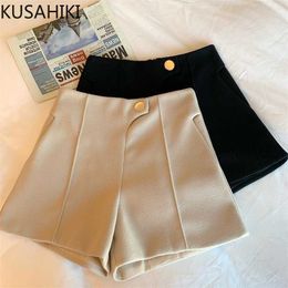 Shorts Femmes Kushikiki Woolen Femmes 2022 Automne Hiver Nouveaux Bas Mode Coréenne Élégant Taille Haute Jambe Large Court Femininos Mujer Y2302