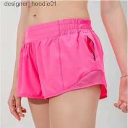 Dames shorts L-091 Hot Low Rise shorts Ademende snel droge yoga-shorts Ingebouwde sport met een korte verborgen ritssluiting C240413