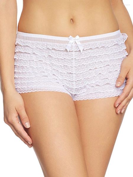 Shorts pour femme dentelle volants culottes pour femmes doux respirant maille pure Hipster culotte transparente Club danse sous-vêtements