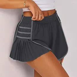 Dames shorts dame stijlvolle zomersporten met elastische hoge taille losse fit geplooid ontwerp voor jogging yoga tennisvrouwen