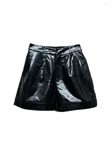 Shorts en cuir taille haute pour femmes, décontracté, mode été 2024, 1127