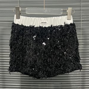 Cartas de los pantalones cortos para mujeres Sequin Shorts Women Women Diseñador de lujo Mini Boxers falsos de dos piezas Black Boxer Shorts Y240429