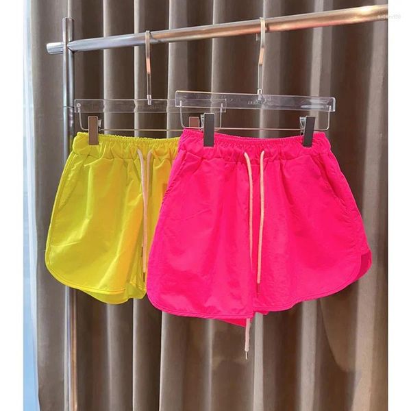 Shorts pour femmes Loose Running Femmes Casual Beach pour les couleurs fluorescentes Vêtements de cyclisme élastiques Femme