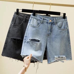 Short féminin m-4xl d'été des femmes trou en denim Ripped lâche à moitié jeans féminin pantalon court décontracté streetwear