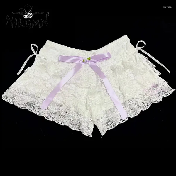 Shorts pour femmes Mikumn Harajuku Y2K Belle dentelle pour femmes filles rose bleu jaune violet arc fleur kawaii lolita gâteau