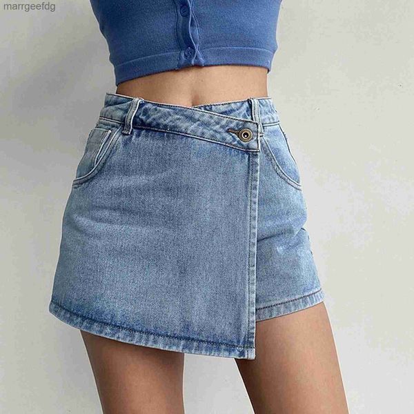 Pantalones cortos para mujer Mini Denim Mujeres Slim Chic Vintage Nuevo Verano Damas Asimétrico Caliente Dulce Streetwear Diseño Harajuku Y2k Faldas 240329