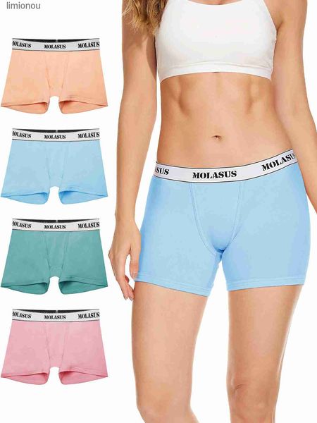 Molasus 4.5 entrejambe pour femme sous-vêtements en coton extensible doux Boxer pour femme Anti-frottement short pour garçon culotte grande taille C243128