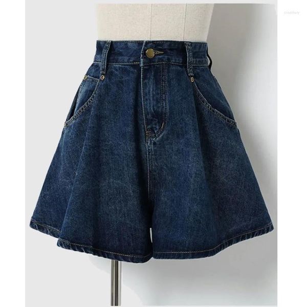 Shorts pour femmes Net infrarouge portant mince en vrac 2023 été mince taille haute a-ligne jambe large Denim mode édition coréenne Ins