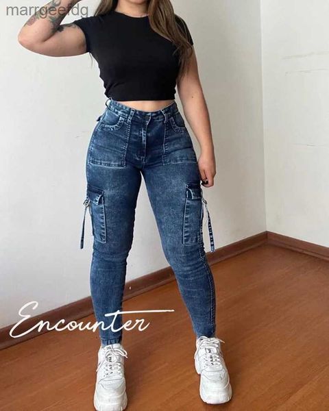 Pantalones cortos para mujer Nueva moda 2023 Cintura alta Flaco Strtechy Levantamiento de glúteos Slim Fit Mujeres Wahed Lápiz Jeans Sexy para otoño Cierre de cremallera de moda 240329