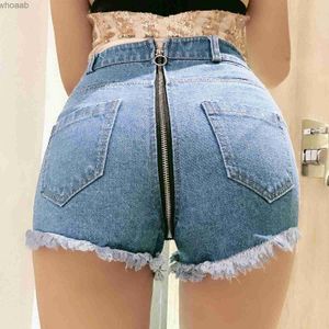 Damesshorts Nieuwe Koreaanse sexy mini-jeans met rits aan de achterkant Dames denim shorts met hoge taille en kwastjes 2022 Zomer Nachtclubshorts Uitverkoopartikelen YQ240108