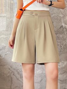 Shorts pour femmes bureau dame costume d'été femmes Shorts solides Shorts longueur au genou femme décontracté demi-pantalon ample Capris Bermudes 230509