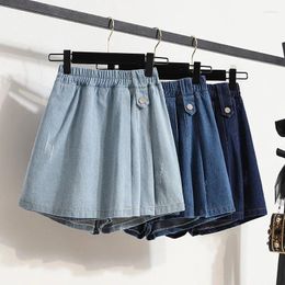 Damesshorts Oversized 4xl 95 kg 2024 zomer streetwear korte jurken elastische taille losse slanke hoge taille denimrokken