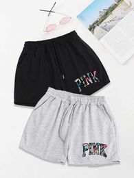 Shorts shorts pack van twee bedrukte hot broek fitness taille casual shorts Summer lente dameskleding y240420iu4i