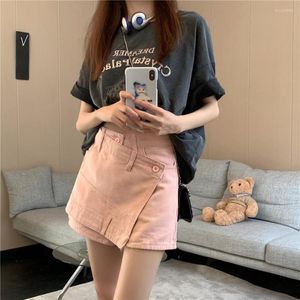Short femme rose doux décontracté Denim pour femmes été Sexy taille haute Cargo femme mode coréenne Streetwear jean jupe pantalon