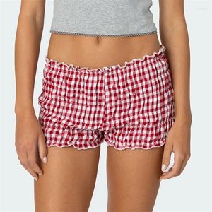 Dames shorts plaid y2k vintage low rise pyjama emo lolita bloeiers broek vrouwen fee