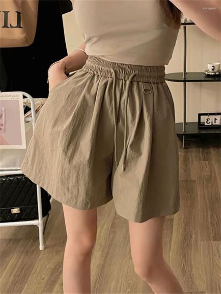 Short femme PLAMTEE séchage rapide femmes jambe large taille élastique ample été solide mode bureau dame Chic décontracté tout Match Mujer