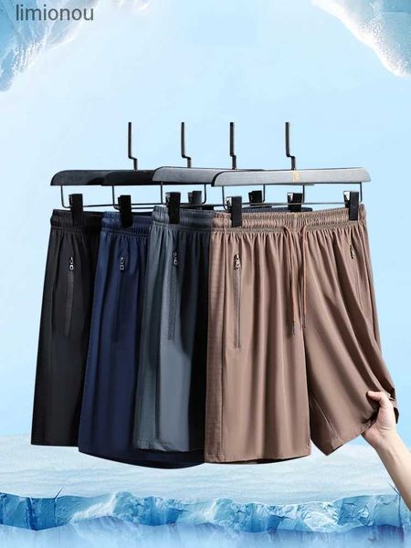 Pantalones cortos de mujer de talla grande 7xl, pantalones cortos de verano de secado rápido, ropa deportiva para hombre, pantalones cortos informales rectos, transpirables, ligeros, finos, de nailon elásticos, Bermudas sueltasC243128