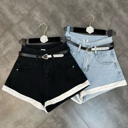 Dames shorts prepomp zomeraankomsten Hoge taille wijd been denim shorts riem vrouwen korte denim jeans GF531 230325