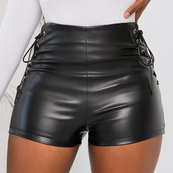 Pantalones cortos de mujer Pu Faux Leather para mujer Tallas grandes Cintura media Casual Weekend Micro Elástico Short Girls