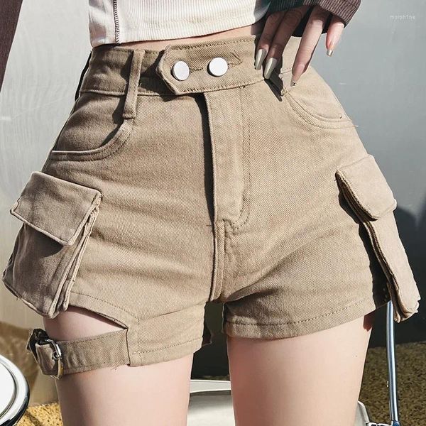 Short féminin Couleur pure y2k jupe douce Femmes décontractées sexy hautes poches jeans 2024 Summer coréen mode denim chic