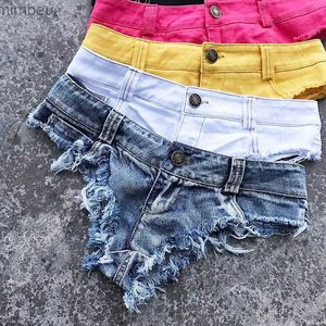 Shorts Pour Femme Qisin 2023 Nouvelles Femmes Sexy Taille Basse Trou Gland Denim Short Jeans String Court FemininoL240119