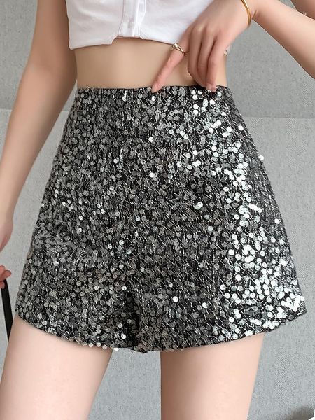 Shorts pour femmes Qoerlin Heavy Bling Paillettes Taille haute Filles élégantes Y2K Mode Streetwear Pole Dancing Tenues