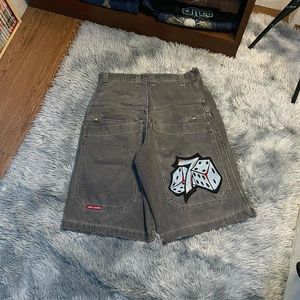 Pantalones cortos retro jeans retro hip hop jnco series y2k pantalones streetwear gótico 7 bordado de la cintura alta pantalón ancho para mujer ropa para mujer