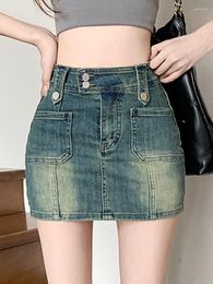 Pantaloncini da donna Gonna di jeans retrò Vita alta Sexy A -Line Gonne corte Pantaloni 2023 Abbigliamento moda coreana estiva