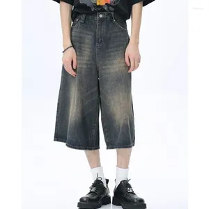 Dames shorts retro groot formaat denim unisex stijl wide been capris vintage straat zomer vrouwelijke hoge taille losse korte jeans 5xl