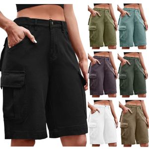 Pantalones cortos de mujer Retro verano grandes bolsillos Cargo Shorts ciclismo moda Streetwear pantalones cortos