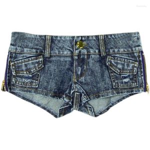 Dames shorts retro dames ultra gescheurde lage taille string denim met zakken zijkant zipper mini korte vrouwelijke jeans feminino nachtclub