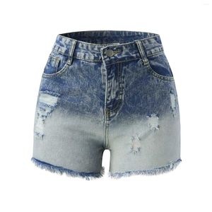 Shorts pour femmes déchirés en denim en jean Mid Rise Rise plié jeans Pantalons courts pour les femmes occasionnelles