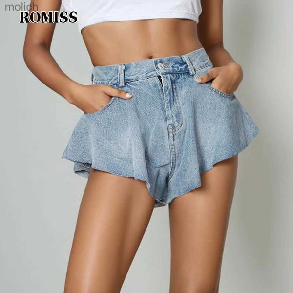 Shorts pour femmes Romains solide patchwork de poche short denim shorts de taille féminine