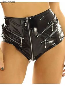 Damesshorts S-4XL Hoge taille PVC Hot Shorts Dames Glanzend PU-leer Rits Open Kruis Korte Jeans Panty's Hoog uitgesneden zwembroek Micro Mini Bermuda'sC243128