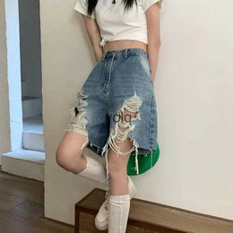 Shorts pour femmes S-5XL Denim Femmes Taille haute Trou Jeans Summer Streetwear Coréen Vintage en détresse Pantalon court Newyolq
