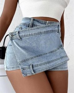 Pantalones cortos para mujeres S-5XL Faldas de jeans de verano Culottes de mezclilla delgada de cintura alta