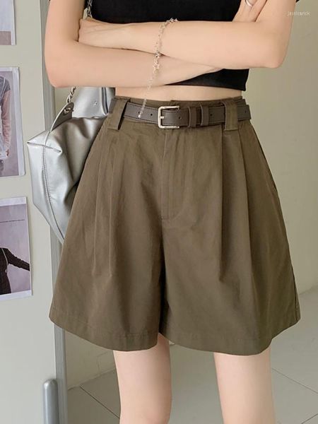 Shorts pour femmes S-XL 4 couleurs droites femmes été taille haute décontracté bras vert une ligne femmes lâches Culottes (L5117