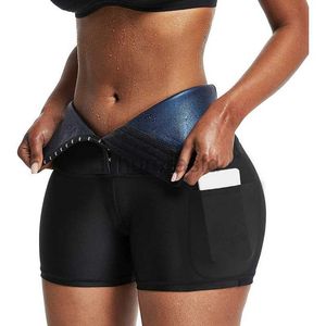 Shorts Sauna zweet korte broekpakken voor vrouwen voor vrouwen hoge taille afslanke shorts Compressie thermo workout body shaper dijen d240426