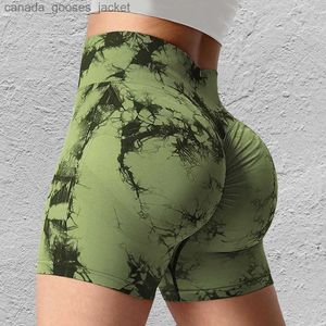 Women's Shorts Seamless Tie Dye Sport Shorts For Women Summer Elastic Scrunch High Waist Push Up Tummy Control Gym Fitness Workout Yoga Shorts L231225