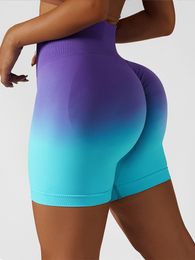 Shorts pour femmes sans couture Yoga sport court dégradé taille haute hanche ascenseur serré respirant Fitness entraînement course Push Up pantalon 230314