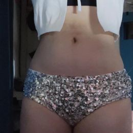 Women's Shorts Sequin Shimmer Low Rise Rave Sparkly Triangle Dance Festival Bottoms Sexy Clubwear