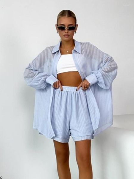 Ensembles de shorts pour femme pour femmes, chemise 2 pièces, vêtements d'été courts Y2k, costumes féminins élégants, taille élastique, robe officielle