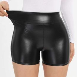 Shorts voor dames sexy zwart pu lederen shorts magere elastische hoge taille hete korte broek vrouwen kleding faux leer goth leggings zomer y240420