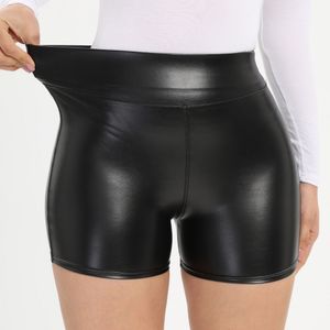 Shorts pour femmes Sexy noir PU cuir Shorts maigre élastique taille haute pantalon court femmes vêtements Faux cuir Goth Leggings été 230325