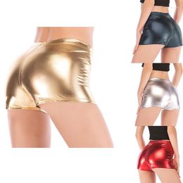 Shorts Femmes Sexy Cuir Brillant Femmes Booty Estampage Pantalon Court Dames Sports Pantalons De Survêtement Pour Pole Dance