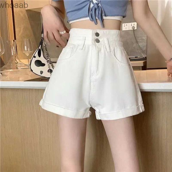 Shorts pour Femme Short en Denim Sexy pour femmes 2023 été nouveau short ample taille haute short en coton à Double bouton blanc jambe large pantalon chaud S-5XL YQ240108