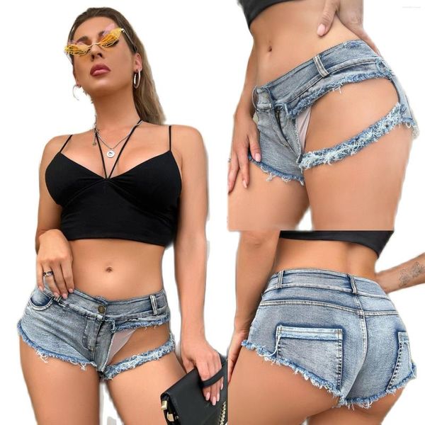 Short féminin Trou sexy creux de pantalon denim élastique jeans bar DJ clubwear européen et style américain