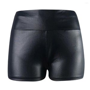 Shorts voor dames sexy leer voor vrouwen hoge taille rekbare slanke heup zwarte leggings dance nachtclub clubkleding broek