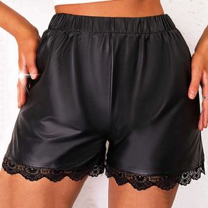 Shorts voor dames sexy vrije tijd buiten dames shorts casual zomers trekkoord comfortabel mode lakleer strakke broek vrouwelijke kleding y240504
