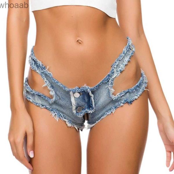 Pantalones cortos de mujer Sexy Cintura baja Agujero Denim Micro Mini Shorts Mujeres Push Up Beach Hot Sexy Ripped Short Jeans Summer Denim booty shorts Clubwear YQ240108